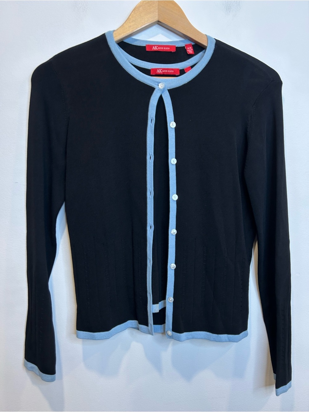 Anne Klein Cardigan Sweater Set with Tank Top Black